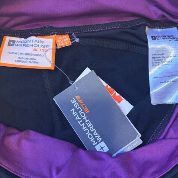 Mountain Warehouse Hurricane Womens Tights Leggings Black Purple Size 12 NWT - Picture 3 of 5